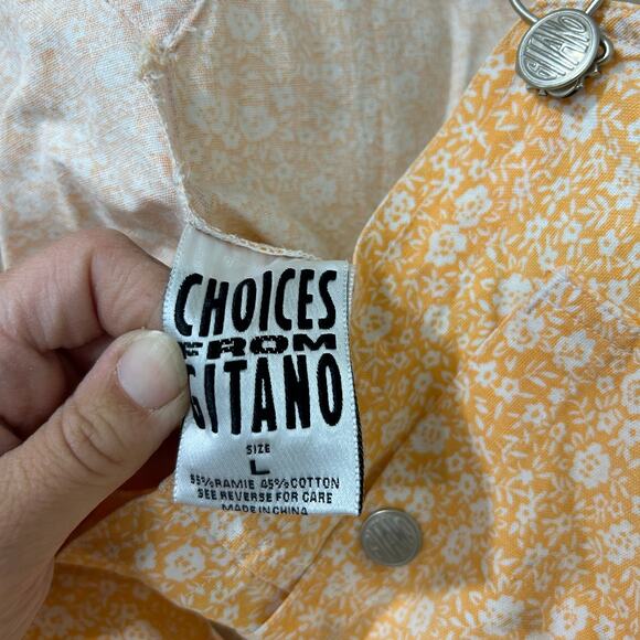 Choices from Gitano Vtg Womens Sz Large Orange & White Floral Overalls Y2K - Picture 4 of 7